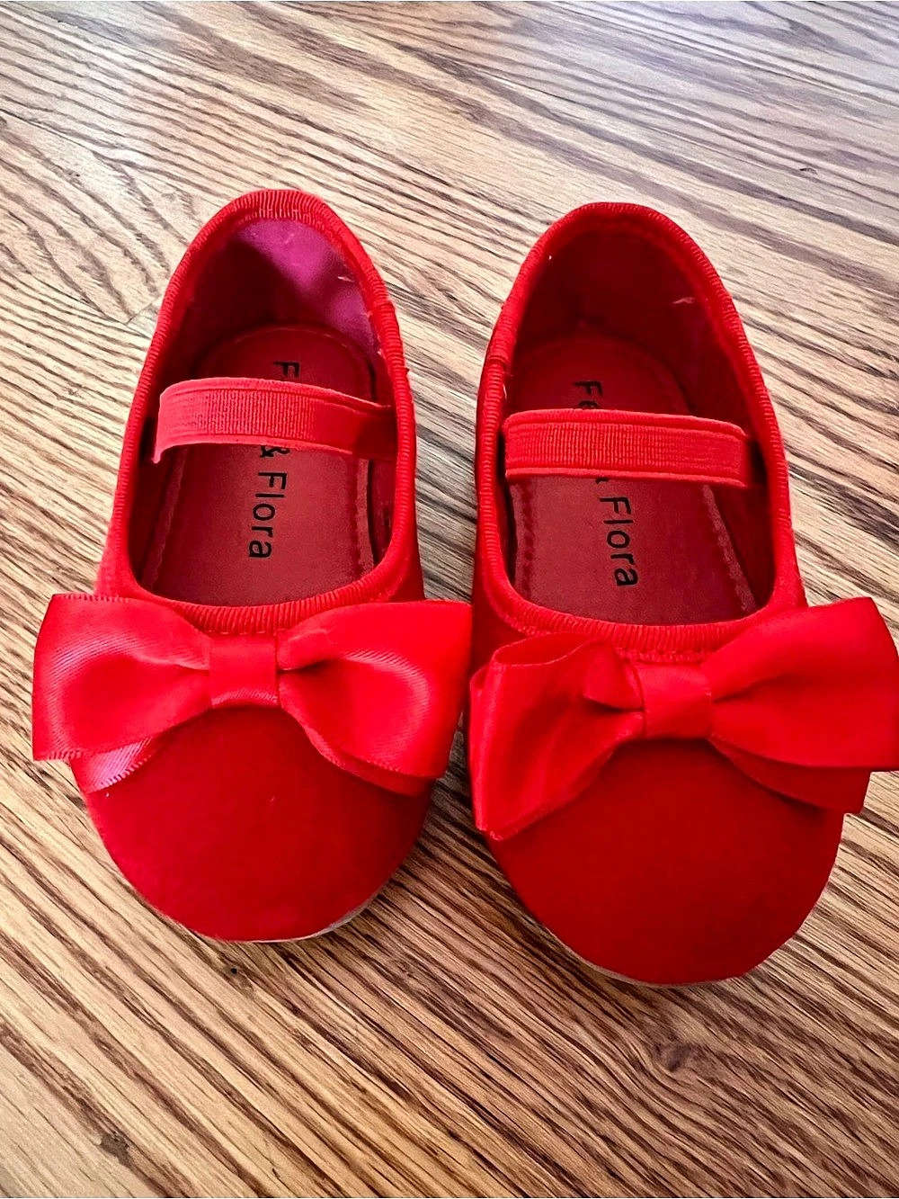 Felix & Flora Toddler Flower Girl Dress Shoes - Girl Ballet Flats - Red - Size 5